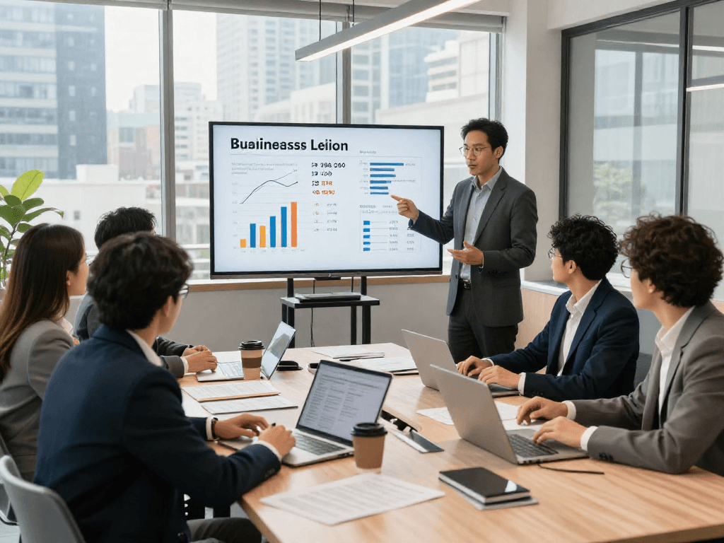 Professionals bespreken zakelijke leningopties in moderne kantooromgeving.