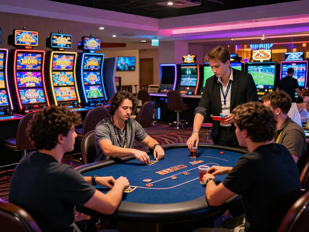 Engaged players at man88 online casino enjoying diverse games in vibrant atmosphere.
