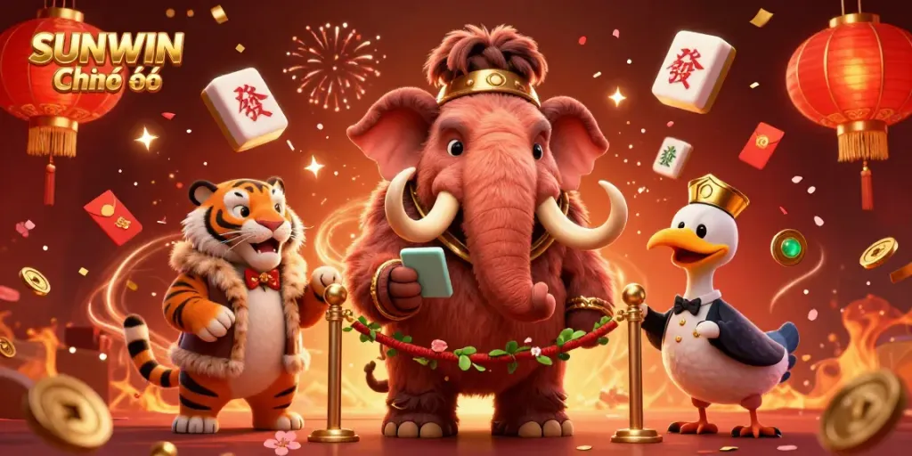 Experience thrilling gaming at SUNWIN Chính thức with cartoon characters celebrating in a casino ambiance.