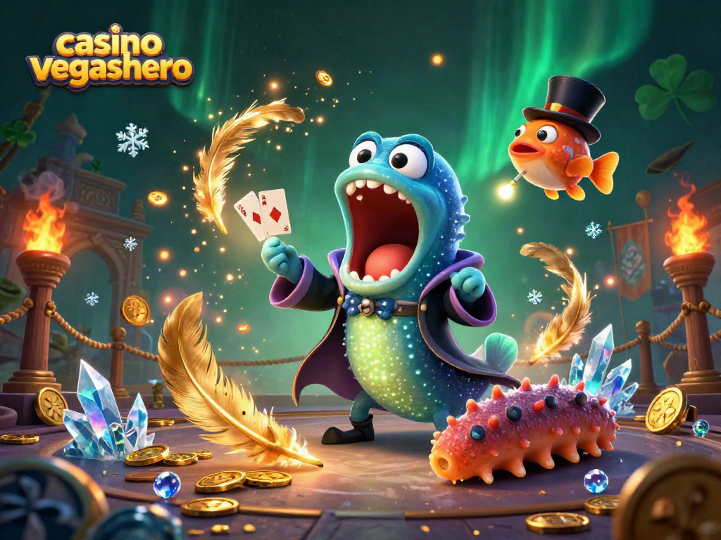 Experience thrilling card tricks at casino vegashero with magical deep-sea characters surrounded by dazzling effects.