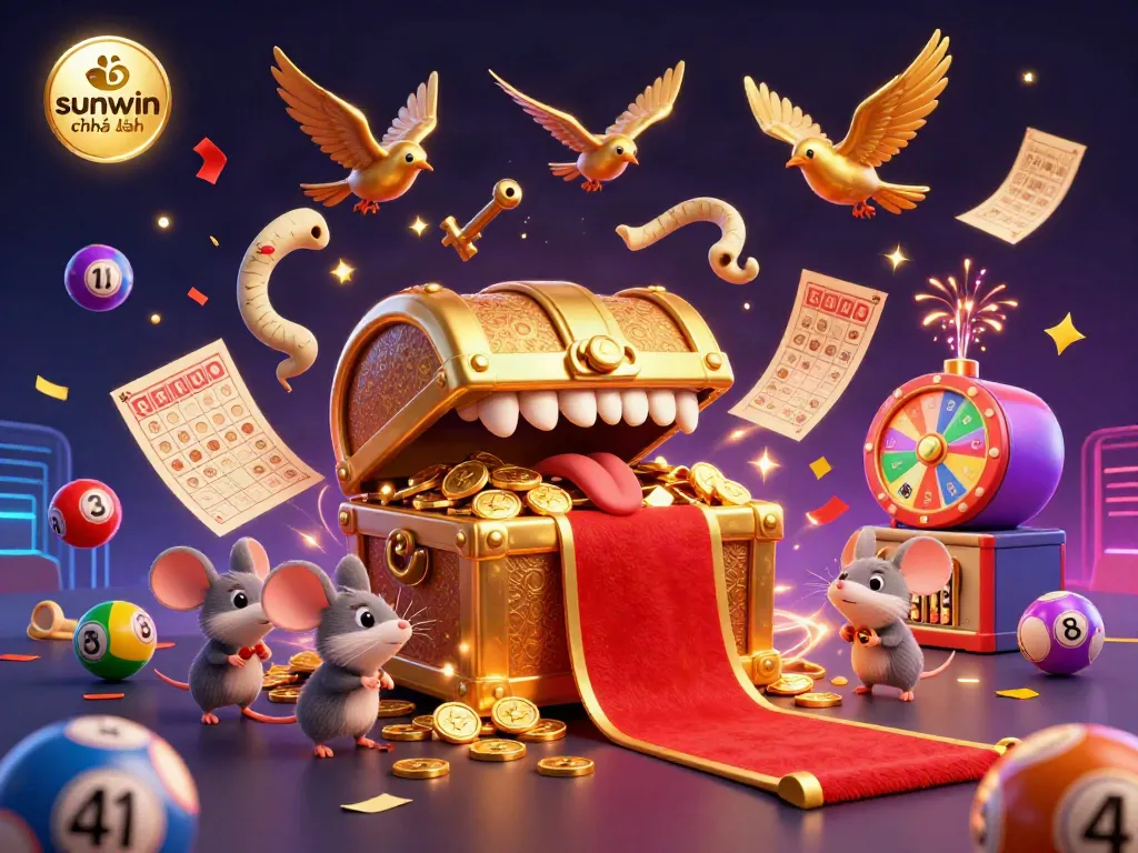 Engage with the thrilling world of sunwin chính hãng featuring adventurous mice lured by a treasure chest amidst dynamic casino elements.