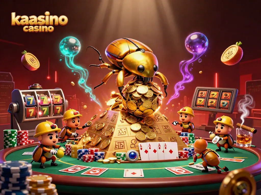 Experience a thrilling game at kaasino casino with vibrant 3D elements and golden treasures.