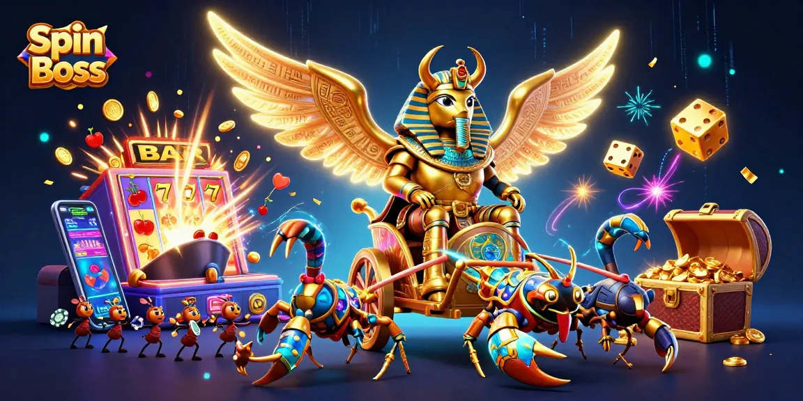 Experience the thrill of Spin Boss with a vibrant casino scene bursting with excitement and gaming elements.