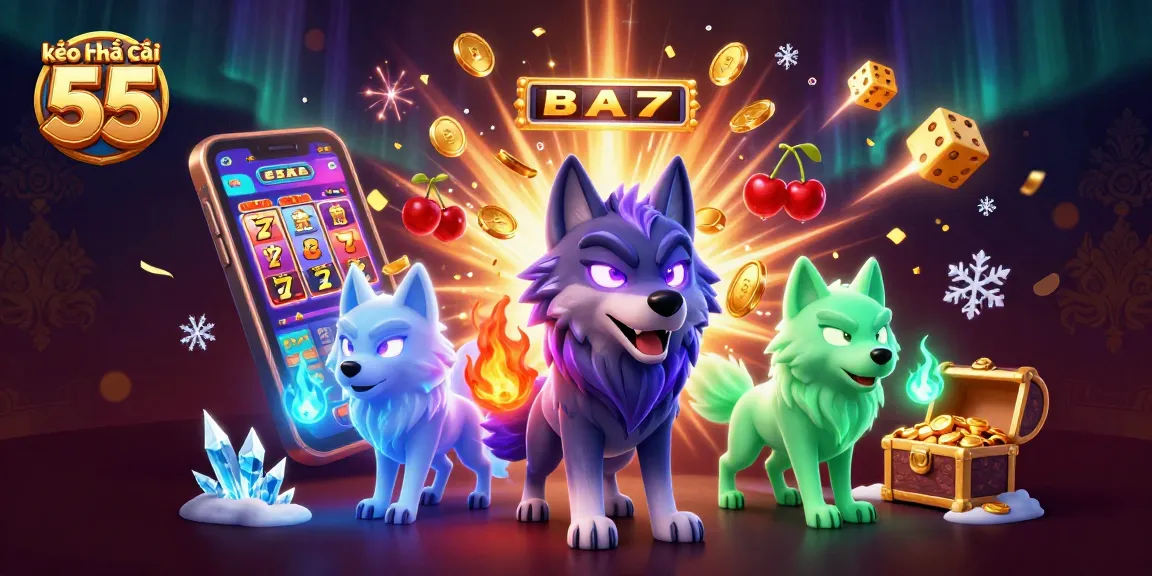 Experience kèo nhà cái 55 with a dynamic casino scene featuring glowing wolves and explosive jackpots.